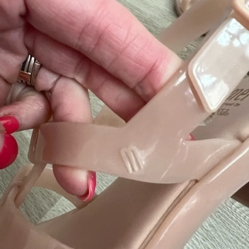 Mel Dreamed by Melissa Blush Gel Sandals with Block Heels